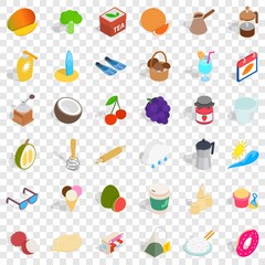 Sweet icons set. Isometric style of 36 sweet vector icons for web for any design