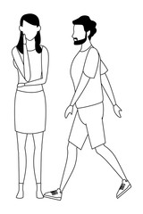 love couple cartoon black and white