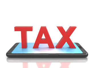 T A X Text on mobie - 3D Rendering Image