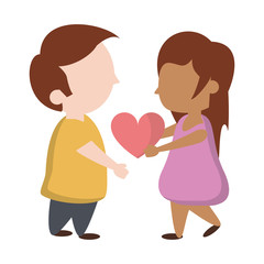 Kids in love cartoon Vector illustration