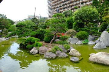 the Japanese gardens of the principality of Monaco