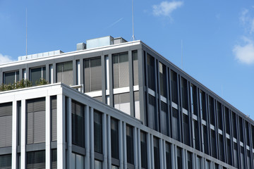 Facade of modern office building at Arnulfpark in Munich, Germany