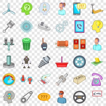 Operator support icons set. Cartoon style of 36 operator support vector icons for web for any design
