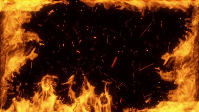 Window of Fire Flames with Embers Intro Logo Background