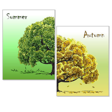 Big Tree, Autumn And Summer, Diptych