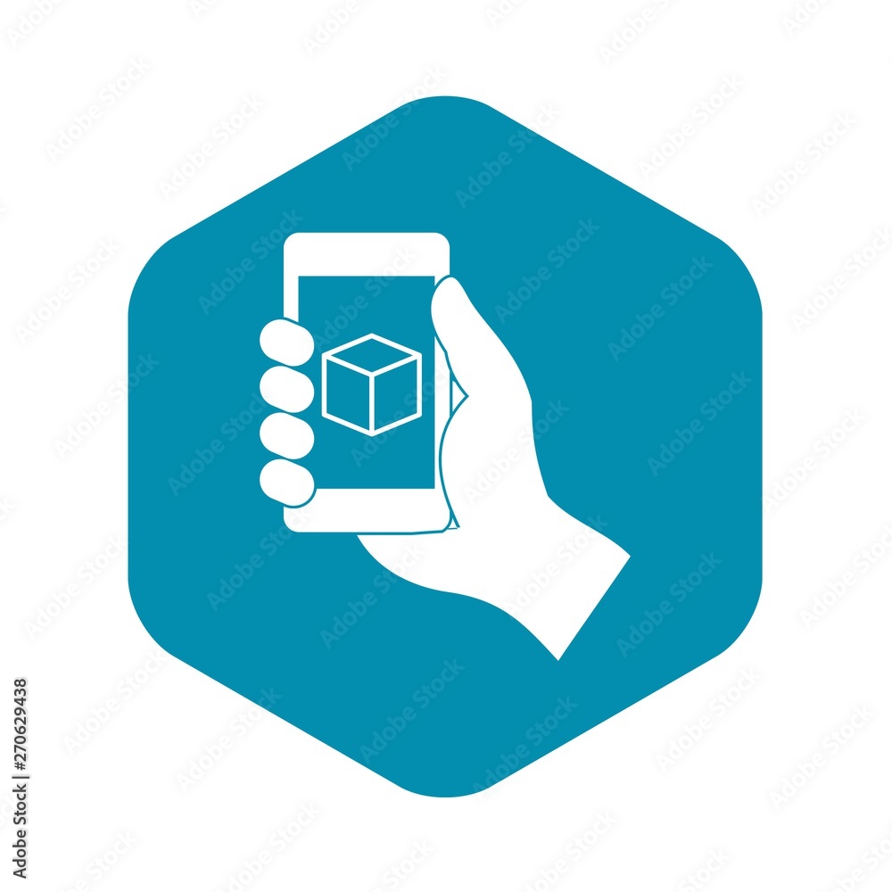 Poster smartphone with 3d model icon in simple style isolated on white background vector illustration