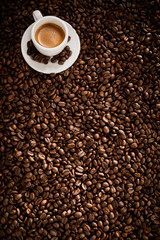 Vertical panorama banner with roasted coffee beans