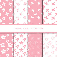 Floral Seamless Pattern Set - Illustration Flower Backgrounds.