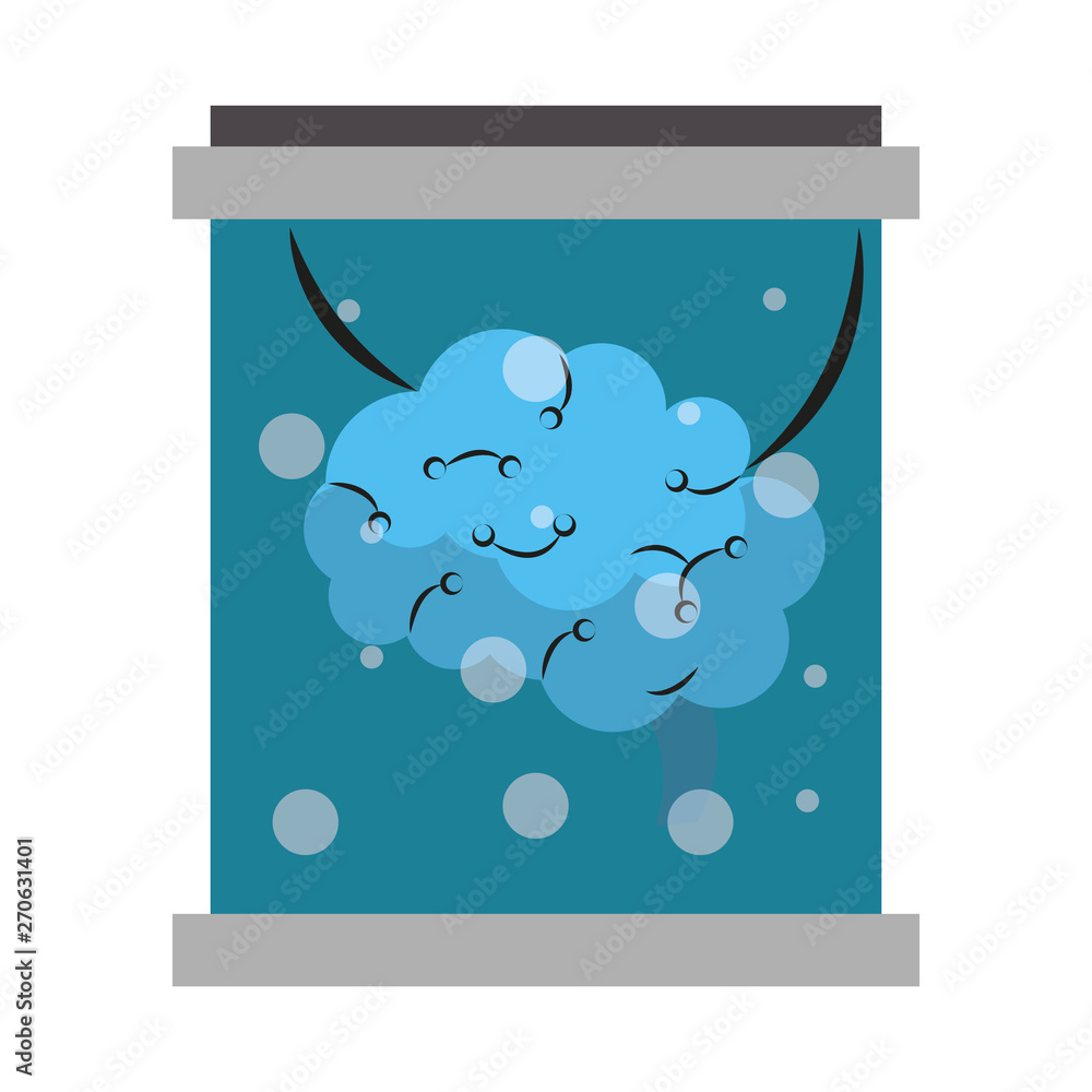 Poster brain in flask artificial technology vector illustration
