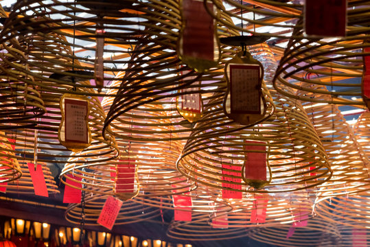 Circular incenses in Chinese temple, Hong Kong