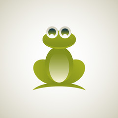 Frog. Vector illustration of logo. Stylized, simplified and isolated cute animal.