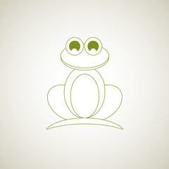 Frog. Vector illustration of logo. Stylized, simplified and isolated cute animal.