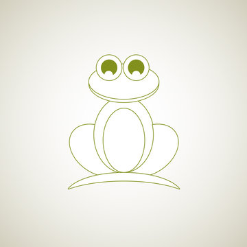 Frog. Vector illustration of logo. Stylized, simplified and isolated cute animal.
