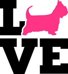 Australian Silky Terrier love with pink silhouette