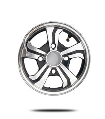 Fototapeta premium Broken alloy car wheel ripped isolated on white background