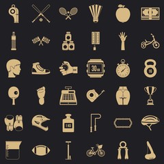 Exercise icons set. Simple style of 36 exercise vector icons for web for any design