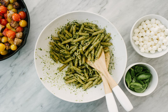 Penne Pasta Tossed In Basil Pesto