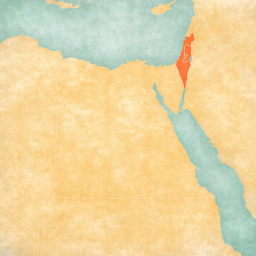 Map Of Egypt - Israel With Palestine