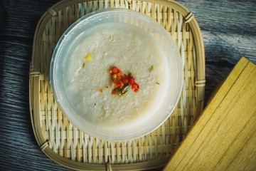 Bubur Lambuk, a popular Malaysian porridge which has been cooked with big pot and main ingredients are rice,meat,water and her usually during ramadhan, the fasting month 