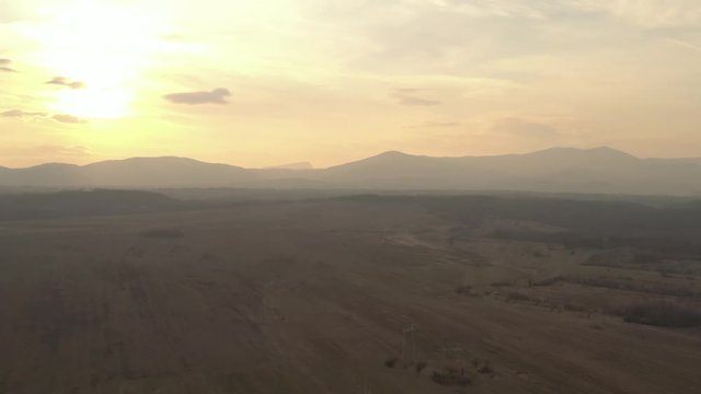 Warm color of dawn over mountains Deli Jovan and Stol 4K drone footage