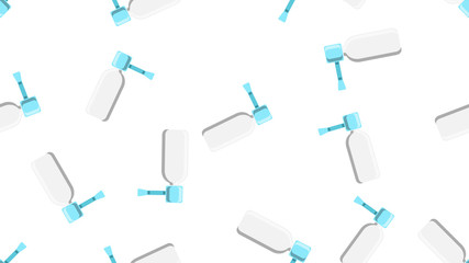 Seamless pattern endless texture of white medical medicinal spray pharmaceutical droplets for nose from a cold and a sore throat on a white background. Vector illustration