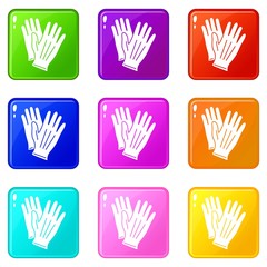 Fototapeta premium Glove icons set 9 color collection isolated on white for any design