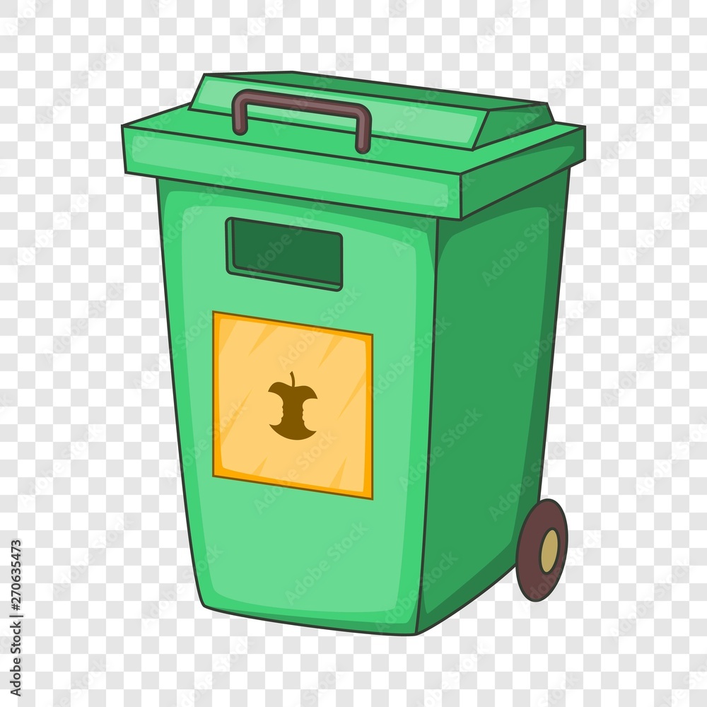 Poster green garbage container icon. cartoon illustration of garbage container vector icon for web
