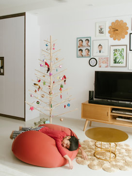 Christmas tree in minimalist home