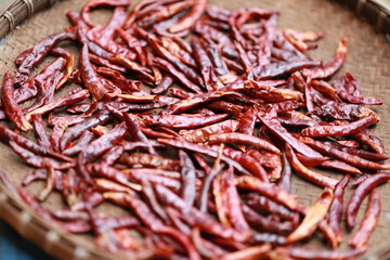 Fototapeta premium dried red peppers on market