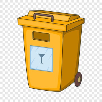 Yellow bin garbage container for glass icon. Cartoon illustration of yellow bin garbage container for glass vector icon for web