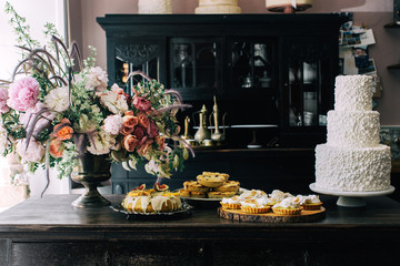 Beautiful Artisan Bakery Counter With Cakes And Tarts