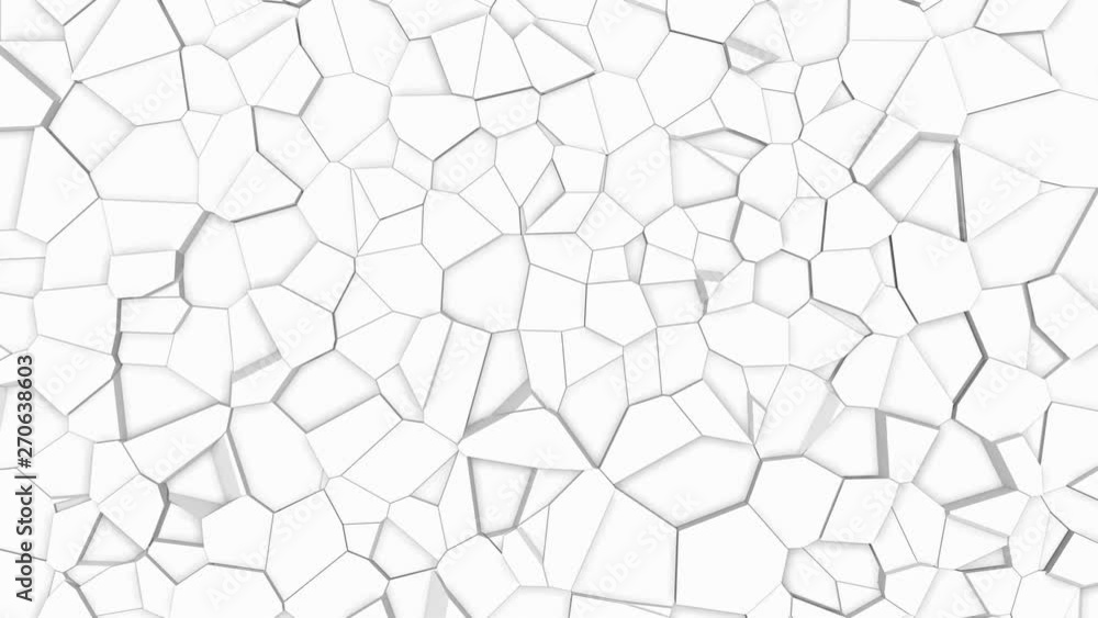 Poster white abstract background animation, cracked surface, seamless loop, copy space (3d render)