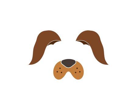 dogl face elements set. Vector illustration. Animal character ears and nose. Video chart filter effect for selfie photo