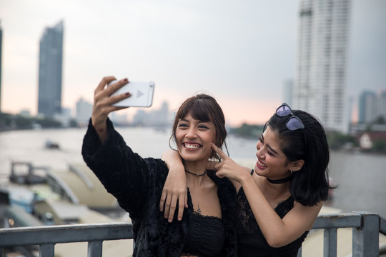 Girlfriend taking a selfie together