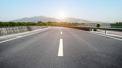 Road Pavement and Natural Landscape of Landscape..