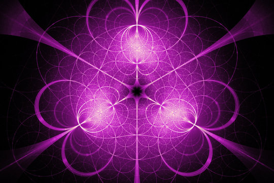 Pink glowing hypertile circles fractal