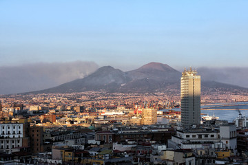 View of the city and the volcano Vesuvius.