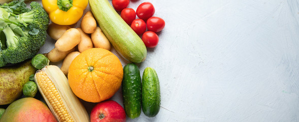 Assortment of fresh fruits and vegetables