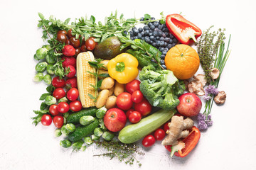 Naklejka na ściany i meble Assortment of fresh fruits and vegetables
