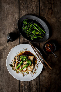 Boletus sauteed with bimi