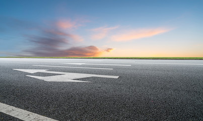 Fototapeta premium Sky Highway Asphalt Road and beautiful sky sunset scenery