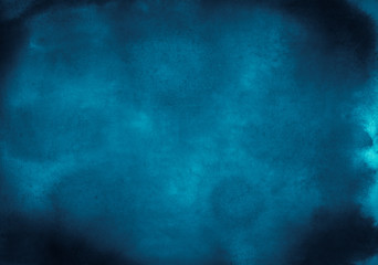 Blue watercolor background for design, illustrations, postcards, place for text. Abstract stain.