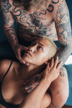 Couple looking at each other