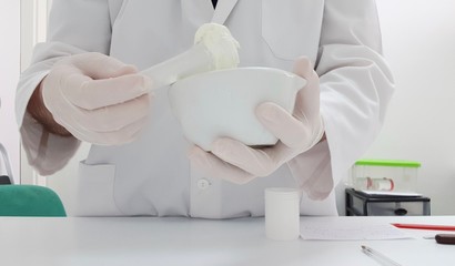 Making a cream in the pharmacy laboratory