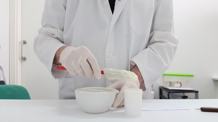 Making a cream in the pharmacy laboratory