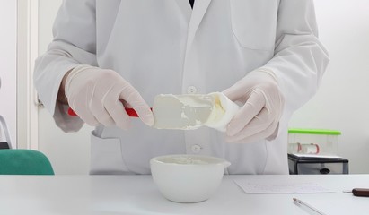 Making a cream in the pharmacy laboratory