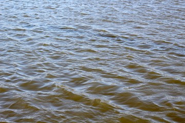 A close up view of the waves in the water surface.