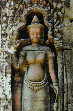 Devata reliefs on the walls of Angkor Wat, Cambodia