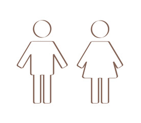 Public toilet. Linear silhouette on a white background. Vector illustration. 