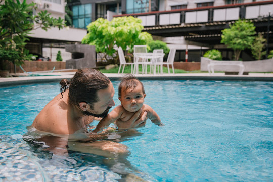 Dad and Baby in Pool